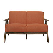 Orange textured fabric upholstery sofa additional photo 5 of 10