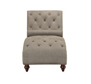 Brown textured fabric upholstery chaise with nailhead and pillow additional photo 3 of 3