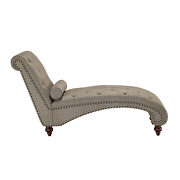 Brown textured fabric upholstery chaise with nailhead and pillow additional photo 2 of 3