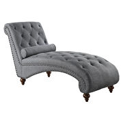 Dark gray textured fabric upholstery chaise with nailhead and pillow by Homelegance additional picture 4