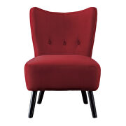Red velvet upholstery accent chair additional photo 3 of 4