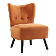 Orange velvet upholstery accent chair additional photo 3 of 4