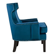 Blue velvet upholstery accent chair additional photo 3 of 4
