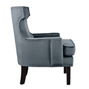 Gray velvet upholstery accent chair additional photo 3 of 4