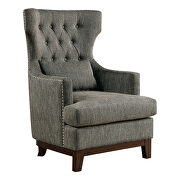 Brown-gray textured fabric upholstery accent chair additional photo 2 of 4