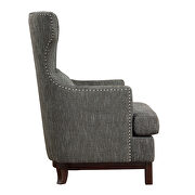 Brown-gray textured fabric upholstery accent chair additional photo 4 of 4