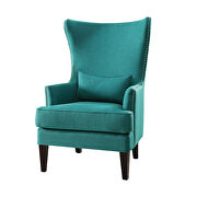 Teal textured fabric upholstery accent chair additional photo 2 of 4