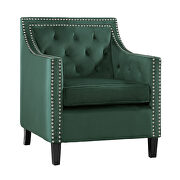 Forest green velvet fabric upholstery accent chair additional photo 2 of 4