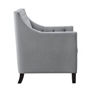 Dark gray velvet fabric upholstery accent chair additional photo 2 of 4