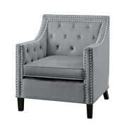 Dark gray velvet fabric upholstery accent chair additional photo 4 of 4