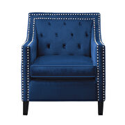 Navy velvet fabric upholstery accent chair additional photo 3 of 3