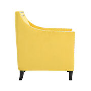 Yellow velvet fabric upholstery accent chair additional photo 4 of 4