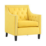 Yellow velvet fabric upholstery accent chair additional photo 5 of 4