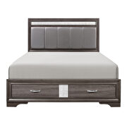 Gray finish queen platform bed with footboard storage additional photo 5 of 17