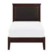 Cherry finish faux leather upholstered headboard twin bed by Homelegance additional picture 15
