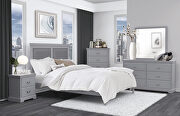 Gray finish faux leather upholstered headboard queen bed by Homelegance additional picture 3