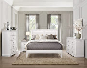 White finish faux leather upholstered headboard eastern king bed by Homelegance additional picture 4