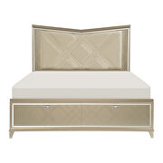 Champagne metallic finish queen platform bed with led lighting and footboard storage by Homelegance additional picture 6