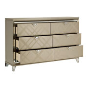 Champagne metallic finish dresser with hidden jewelry drawers by Homelegance additional picture 6