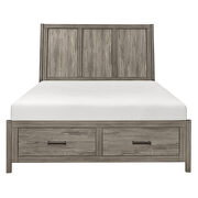 Weathered gray finish queen platform bed with footboard storage additional photo 3 of 12
