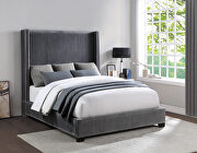 Dark gray velvet fabric upholstery eastern king bed by Homelegance additional picture 4