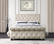 Beige chenille fabric upholstery queen bed by Homelegance additional picture 6