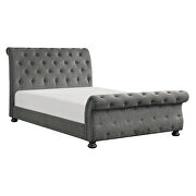 Dark gray chenille fabric upholstery queen bed additional photo 5 of 5