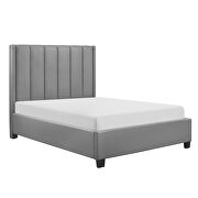 Gray faux leather upholstery queen platform bed by Homelegance additional picture 4