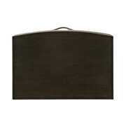 Dark charcoal finish and beige fabric upholstered headboard queen platform bed additional photo 5 of 13