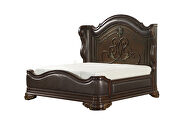 Brown faux leather and rich cherry finish queen bed by Homelegance additional picture 12