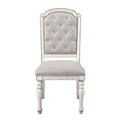 Antique white finish and gray fabric upholstery side chair additional photo 2 of 2