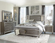 Silver-gray metallic finish queen platform bed with footboard storage, led lighting by Homelegance additional picture 20