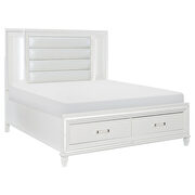 White metallic finish queen platform bed with led lighting and footboard storage by Homelegance additional picture 2