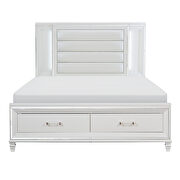 White metallic finish queen platform bed with led lighting and footboard storage by Homelegance additional picture 6