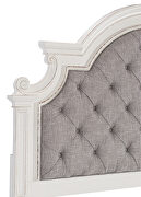 Antique white finish and gray button-tufted fabric headboard eastern king bed by Homelegance additional picture 2