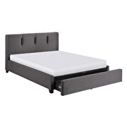 Graphite fabric upholstery queen platform bed with storage additional photo 2 of 3