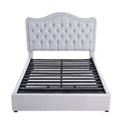 Gray fabric upholstery button-tufted headboard queen platform bed additional photo 4 of 5