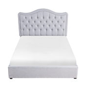 Gray fabric upholstery button-tufted headboard queen platform bed additional photo 5 of 5