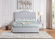 Gray fabric upholstery button-tufted headboard queen platform bed by Homelegance additional picture 6