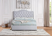 Gray fabric upholstery button-tufted headboard full platform bed by Homelegance additional picture 5