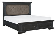 Wire-brushed charcoal finish queen platform bed with footboard storage by Homelegance additional picture 15