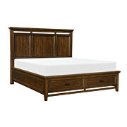 Brown cherry finish classic styling eastern king platform bed with footboard storage by Homelegance additional picture 12