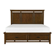 Brown cherry finish classic styling eastern king platform bed with footboard storage by Homelegance additional picture 13