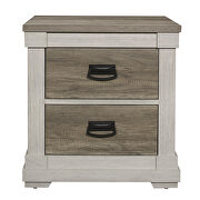 White and weathered gray finish transitional styling nightstand additional photo 5 of 4