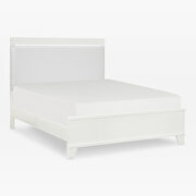 White high gloss finish faux leather upholstered headboard queen bed w/ led lighting by Homelegance additional picture 15