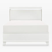 White high gloss finish faux leather upholstered headboard queen bed w/ led lighting by Homelegance additional picture 16