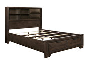 Warm espresso finish queen platform bed with footboard storage additional photo 2 of 10