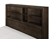 Warm espresso finish queen platform bed with footboard storage additional photo 3 of 10