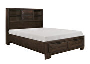 Warm espresso finish queen platform bed with footboard storage by Homelegance additional picture 4