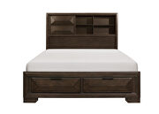 Warm espresso finish queen platform bed with footboard storage additional photo 5 of 10